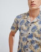 Jack & Jones Originals Short Sleeve Shirt With Revere Collar And Print - Beige