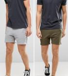 Asos Jersey Shorts 2 Pack Gray/khaki Save - Multi