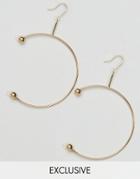 Reclaimed Vintage Piercing Open Hoop Earrings - Gold