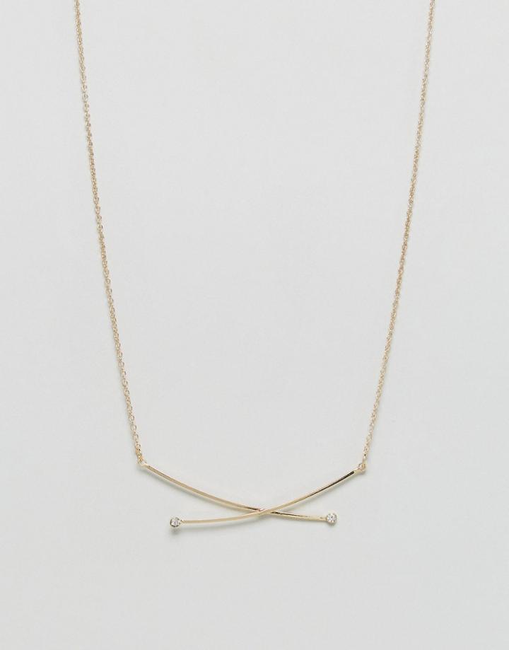 Nylon Cross Over Minimal Necklace - Gold
