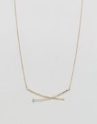 Nylon Cross Over Minimal Necklace - Gold
