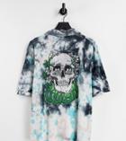 Collusion Unisex Oversized Tie-dye Shirt With Skull Print In Pique Fabric-multi