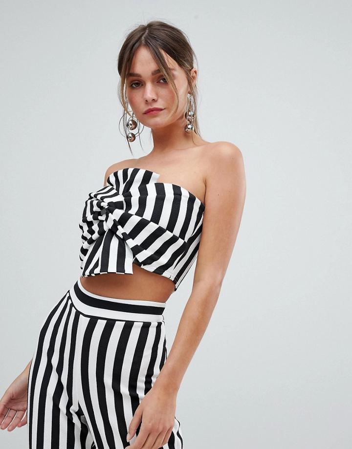 Boohoo Bow Bandeau Crop Top - Multi