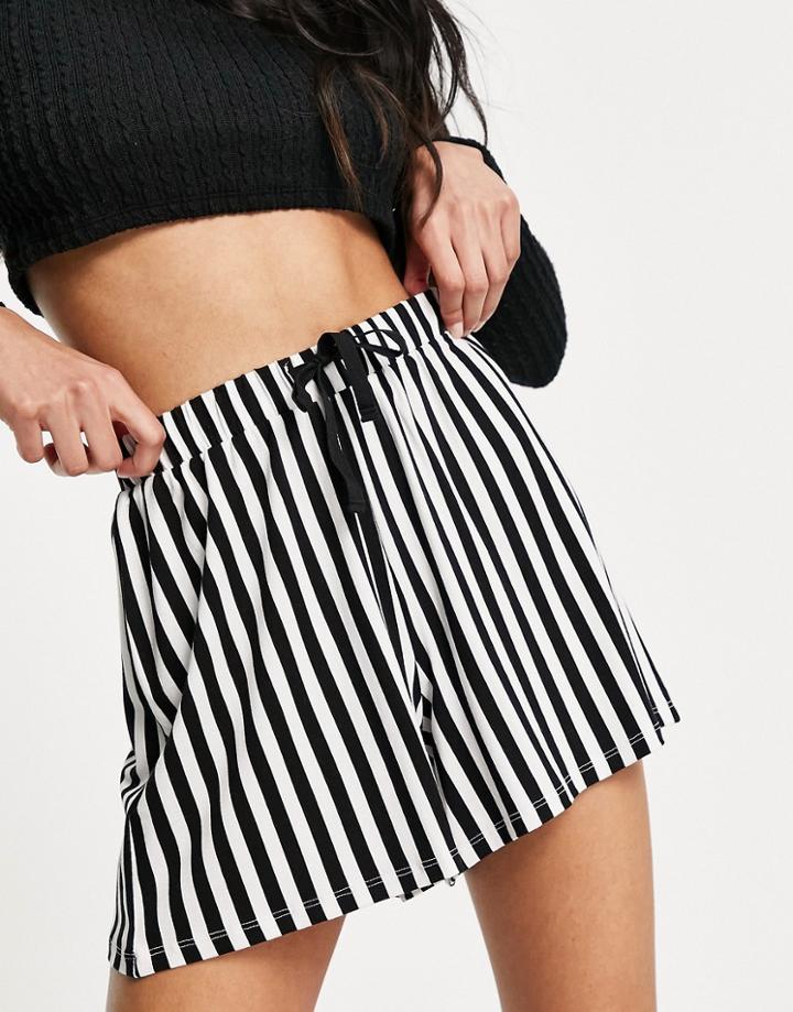 Asos Design Flippy Short With Drawcord In Mono Stripe-multi