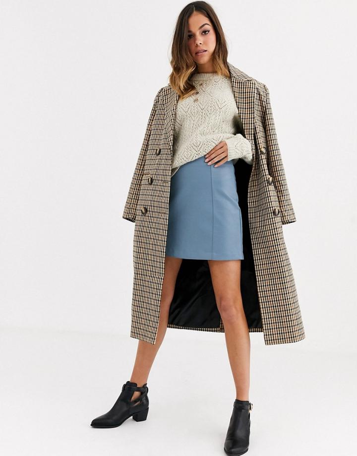 New Look Faux Leather Mini Skirt In Blue