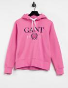 Gant Crest Hoodie In Pink