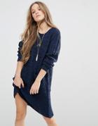 Qed London Sweater Dresses With Front Pockets - Navy