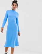 Noisy May Tie Detail Dress-blue