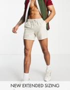 Asos Design Linen Slim Shorts In Beige-neutral