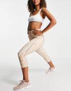 Only Play Training 3/4 Sports Leggings In Beige Leopard-neutral