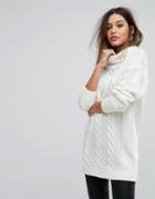 Ivyrevel Oversized Cable Knit Sweater With High Neck - White
