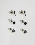 Icon Brand Silver Stud Earrings In 3 Pack - Silver