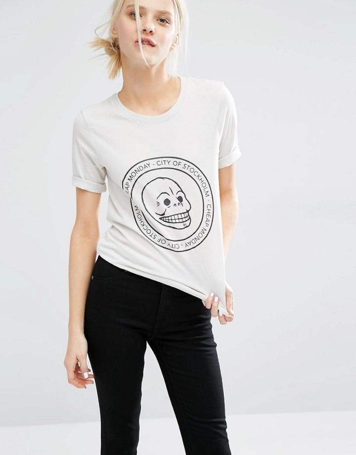 Cheap Monday Cracked Skull Logo T-shirt - Light Beige