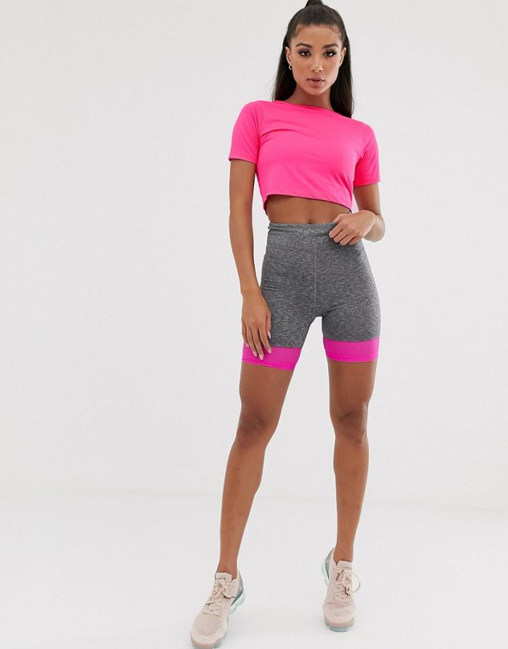 Asos 4505 Short Sleeve Top In Neon-pink