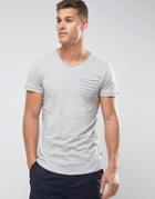 Tom Tailor T-shirt With Stripe Pocket - Gray