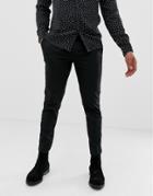 Burton Menswear Slim Fit Pants With Velvet Side Stripe In Black - Black