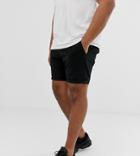 Asos Design Plus Skinny Chino Shorts In Black With Elastic Waist - Black