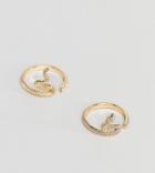 Asos Design Curve Pack Of 2 Rings In Split Snake Design In Gold - Gold