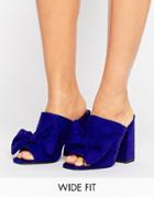 New Look Wide Fit Bow Heeled Mule - Blue