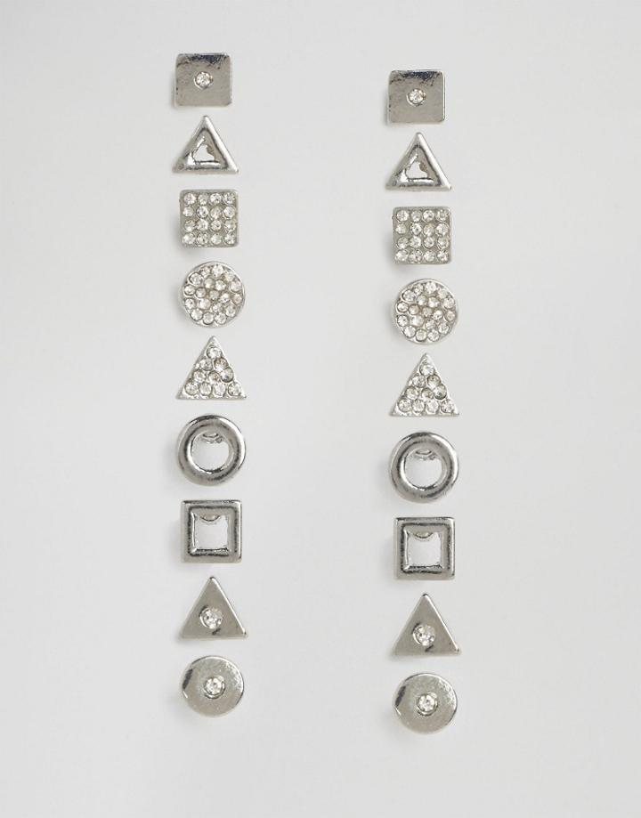 New Look 9 Pack Sparkle Stud Earrings - White