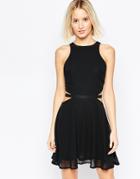 Daisy Street Skater Dress With Cut Out Waist - Black