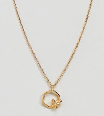 Bill Skinner Gold Plated Hexagon Bee Pendant Necklace - Gold