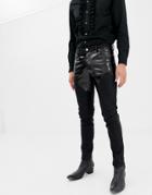 Asos Design Skinny Jeans In Pu With Western Yolk - Black
