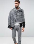 Asos Blanket Scarf In Herringbone Design - Black