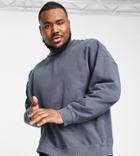 Only & Sons Plus Washed Oversized Sweatshirt With High Neck In Navy