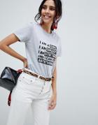 Oh My Love Slogan T-shirt - Gray