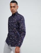 Selected Homme Smart Shirt In Slim Fit All Over Floral Print - Navy