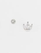 Kingsley Ryan 6mm Single Stud Piercing Earring Multipack X 2 In Clear Crystal-silver