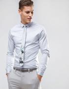 Asos Skinny Wedding Shirt In Blue Sateen - Blue