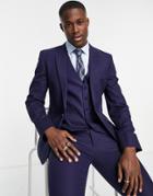 Asos Design Super Skinny Linen Mix Suit Jacket In Navy