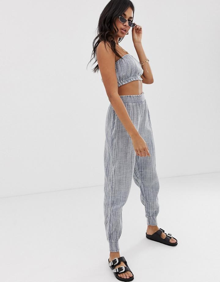 Asos Design Textured Beach Harem Pants Two-piece-gray
