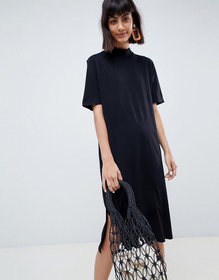 Selected Femme High Neck Black Dress - Black