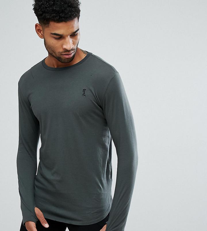 Religion Tall Longline Long Sleeve Top - Gray