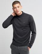 Farah Sweater In Merino Wool With Turtleneck In Slim Fit Gray - Gray