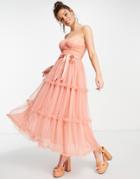 Forever U Sweetheart Bardot Midaxi Dress In Peach-orange