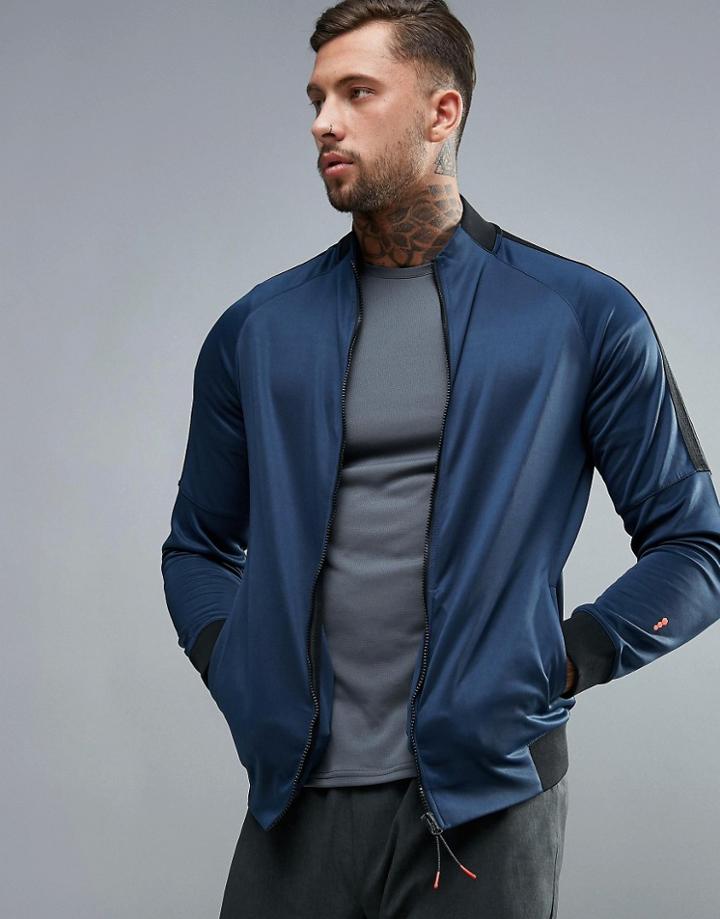 New Look Sport Jacket With Funnel Neck And Zip In Navy - Navy