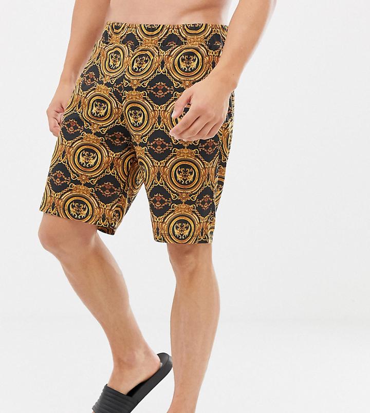 Asos Design Mix & Match Pyjama Shorts In Baroque Print - Black