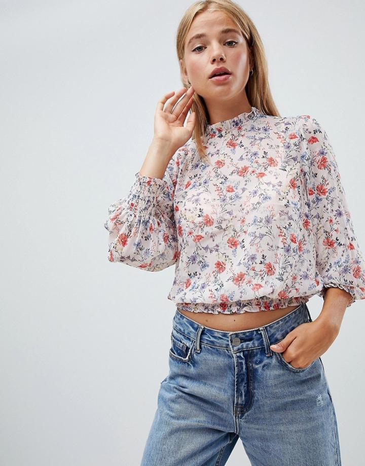 New Look Metallic Floral Blouse - Multi