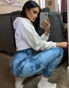 Asos Design Legging In Tonal Tie Dye-blues