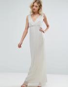 Oh My Love Pleated Grecian Maxi Dress - Silver