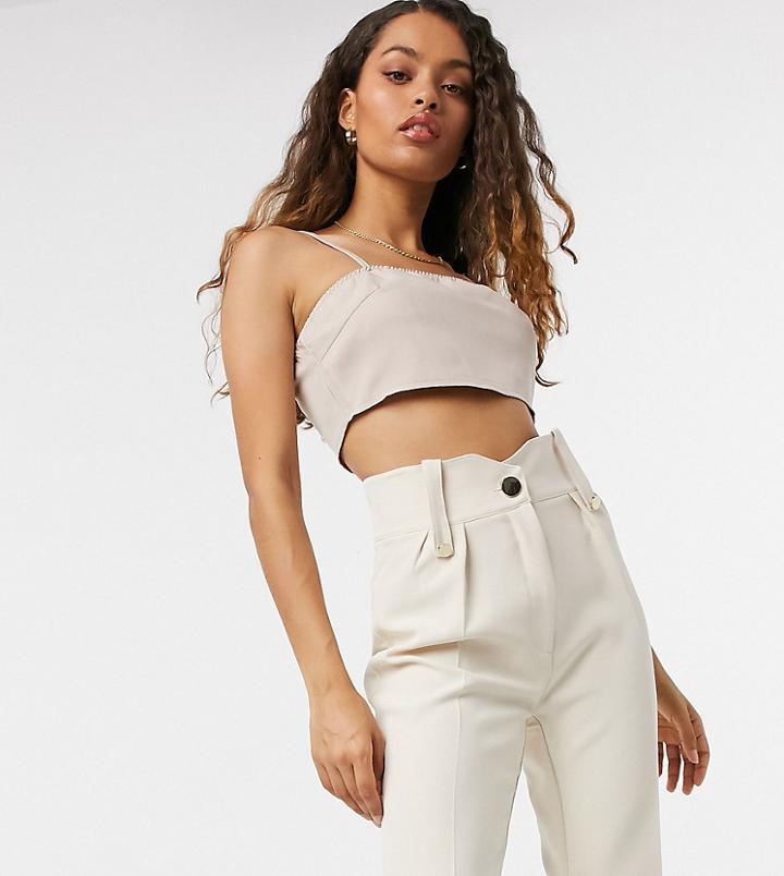 Naanaa Petite Suit Crop Top In Beige-neutral