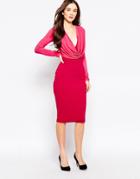 Hedonia Amara Drape Front Body-conscious Dress - Pink
