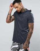 Asos Longline Hooded T-shirt In Gray - Gray