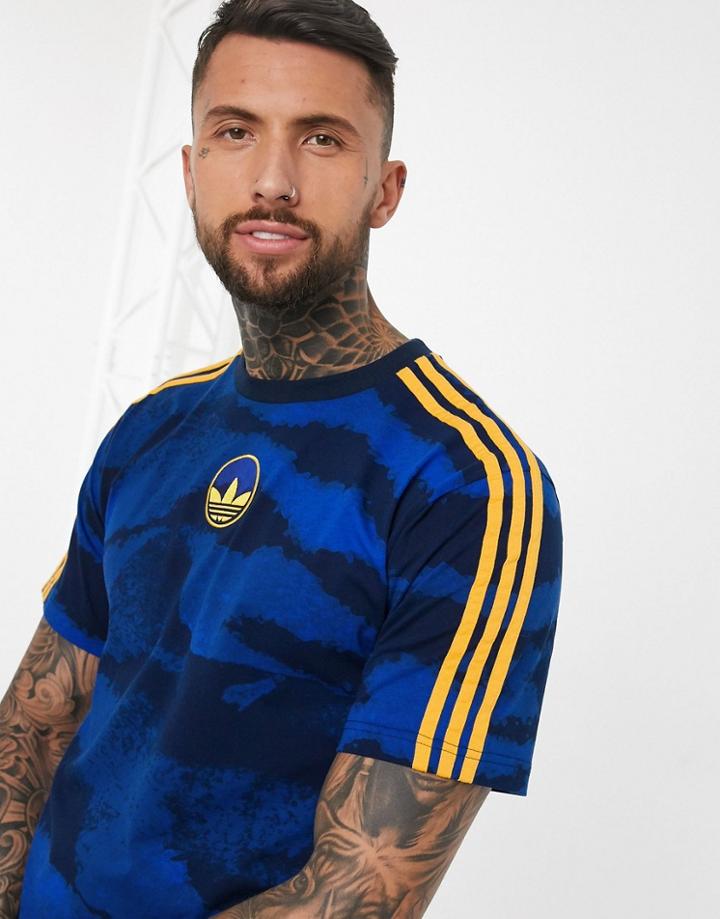 Adidas Originals T-shirt With Zebra Print In Blue
