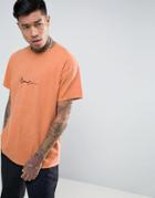 Mennace T-shirt In Orange With Embroidered Logo - Orange