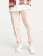 Asos Design High Waist Slim Smart Pants In Soft Touch Peach-orange